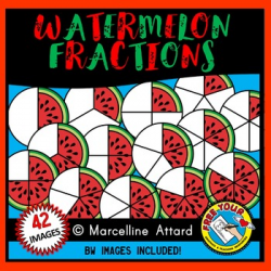 Watermelon fractions clipart (summer food) math geometry ...