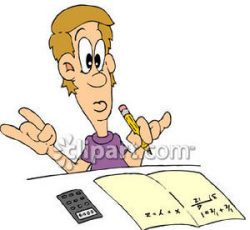 Cartoon of a Boy Doing Algebra and Fractions Homework ...