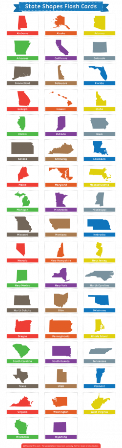 Free printable state shapes flash cards. Download them in PDF f ...