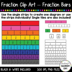 Fraction Clip Art - Fraction Bars & Tiles! Color and Black & White Included!
