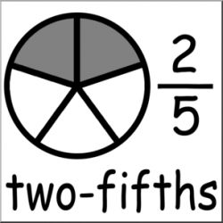 Clip Art: Labeled Fractions: 05 2/5 Two Fifths Grayscale I ...