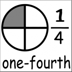 Clip Art: Labeled Fractions: 04 1/4 One Fourth Grayscale I ...