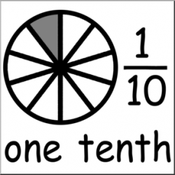 Clip Art: Labeled Fractions: 10 1/10 One Tenth B&W I ...