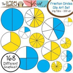 Fraction Circle Clip Art in Blue & Yellow! 168 Graphics ...