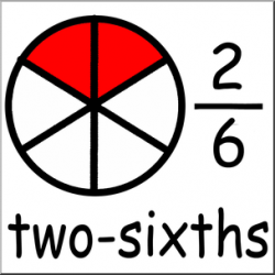 Clip Art: Labeled Fractions: 06 2/6 Two Sixths Color I ...