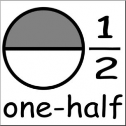 Clip Art: Labeled Fractions: 02 1/2 One Half Grayscale I ...