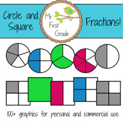 Circle and Square Fractions Clipart