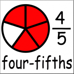 Clip Art: Labeled Fractions: 05 4/5 Four Fifths Color I ...