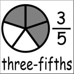 Clip Art: Labeled Fractions: 05 3/5 Three Fifths Grayscale I ...