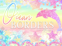 Ocean Border Clipart - Mermaid Rainbow Borders Clip Art - Sea Beach Glitter  Frame Graphics - Nautical Summer Vacation Frames Digital Design
