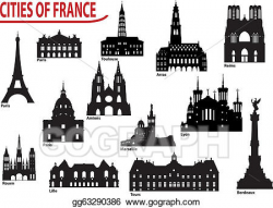 Vector Illustration - Silhouettes of cities in france. Stock ...