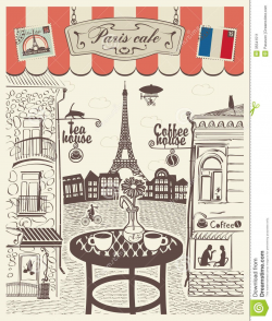 Images For > Paris Street Cafe With Eiffel Tower | art ...