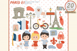 PARIS clipart, Cute Eiffel tower, Travel clip art, France
