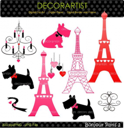 Eiffel paris digital clip art, bonjour Paris, french style ...