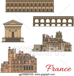 EPS Illustration - French travel landmarks with buildings ...