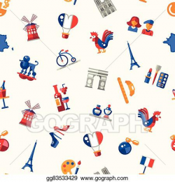 Vector Illustration - France travel icons seamless pattern ...