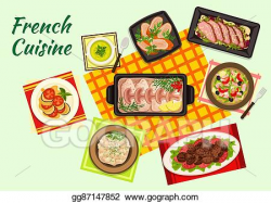 Vector Illustration - Fine french cuisine menu dishes. EPS ...