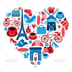 Love Paris Heart Symbol | Travel Vectors Art | French icons ...