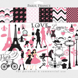 Paris clipart - France clipart, Eiffel tower, French, pink ...