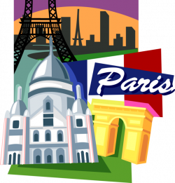 Tourism Landmarks of Paris, France - Vector Image