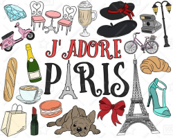 Paris Clipart Vector Pack, Parisian Themed Clipart, Eiffel Tower Clipart,  Tourist Clipart, France Clipart, Paris Stickers, SVG, PNG file