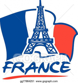 Vector Clipart - Paris eiffel tower and france flag. Vector ...