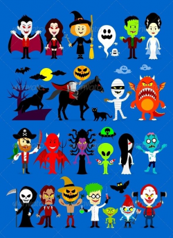 Monsters Mash Halloween Cartoon Characters including ...