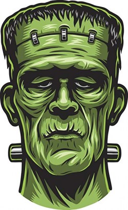 Shinobi Stickers Scary Halloween Undead Green Frankenstein Head Cartoon  Vinyl Sticker (4