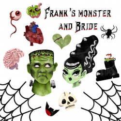 Scary clipart, Halloween clipart, costume clipart, spooky clipart, witch  clipart, Frankenstein clipart, Frankenstein’s bride, bat clipart,