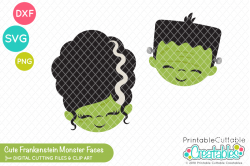 Cute Frankenstein Monster Faces SVG