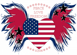The ICJUK USA Heart & Wings Peace Love Freedom Unisex V neck