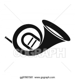 Stock Illustration - French horn icon, simple style. Clipart ...