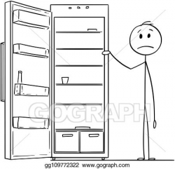 Vector Illustration - Cartoon of hungry man and empty fridge ...