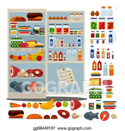 Vector Stock - Open fridge full of delicious food and drinks ...