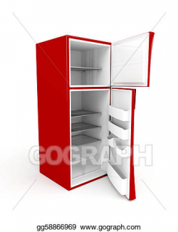 Stock Illustration - Empty fridge with opened doors. Clipart ...