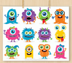 Monster Clipart, baby monster, cute monster, friendly ...