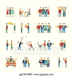 EPS Vector - Friends icons flat. Stock Clipart Illustration ...