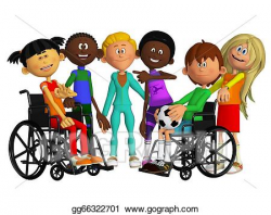 Stock Illustrations - Classmates, friends with two disabled ...