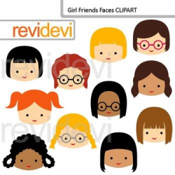 Clip Art Girl Friends Faces (classmates, friends clipart ...