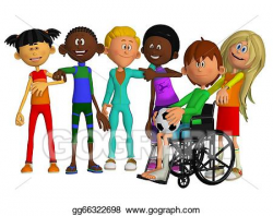 Stock Illustration - Classmates, friends with a disabled boy ...