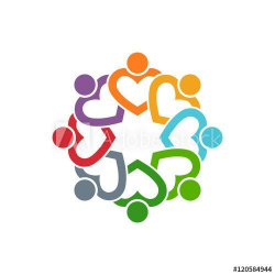 Group of People Eight Friends Hearts. Vector Graphic Design ...