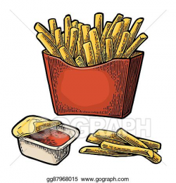 Vector Illustration - French fry stick potato in red paper ...