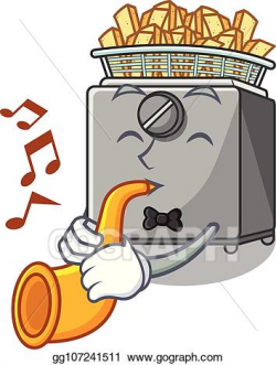 Vector Art - With trumpet cooking french fries in deep fryer ...