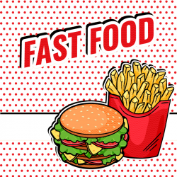 Hamburger Fast food French fries Pop art - Creative fast food burger ...