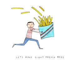 French fries Drawing Watercolor painting Illustration - Boy running ...