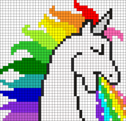 Rainbow Puking Unicorn Perler Bead Pattern / Bead Sprite/ pixel ...