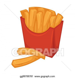 Vector Art - Delicious french fries in red smooth cardboard ...