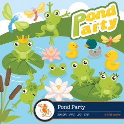 Pond Party clipart, Frog clipart, frog princessclipart, frog ...