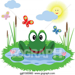 EPS Illustration - Funny frog is in the pond. Vector Clipart ...