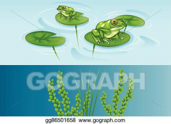 EPS Vector - Frogs on water lily and underwater scene. Stock ...